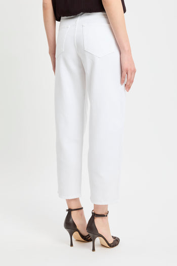 Pantalone 5 tasche Dixie in bull di cotone con gamba larga e cuciture a contrasto - 5