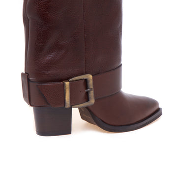 Stivale in pelle Martina T con risvolto e cinturino - 4