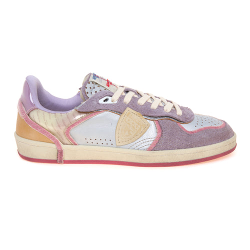 Sneaker Philippe Model Pgal special edition in camoscio e pelle con inserti plexy ARGENTO - LILLA