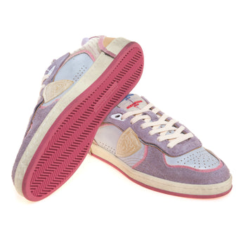 Sneaker Philippe Model Pgal special edition in camoscio e pelle con inserti plexy ARGENTO - LILLA - 4