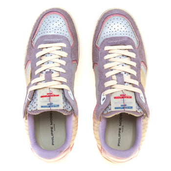 Sneaker Philippe Model Pgal special edition in camoscio e pelle con inserti plexy ARGENTO - LILLA - 5
