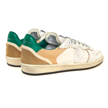Sneaker basket Philippe Model Pgal in pelle con inserti in cracklè e talloncino verde - 3