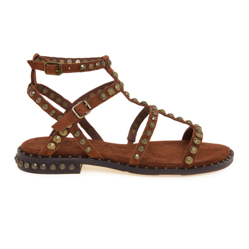 Sandalo flat ASH Precious in camoscio con borchie