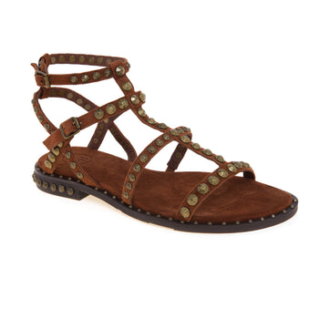Sandalo flat ASH Precious in camoscio con borchie - 4