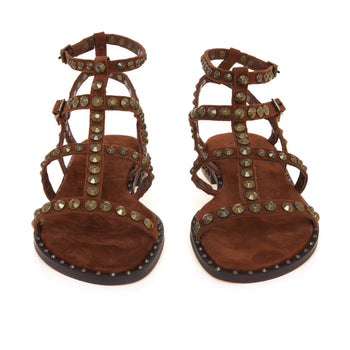 Sandalo flat ASH Precious in camoscio con borchie - 5