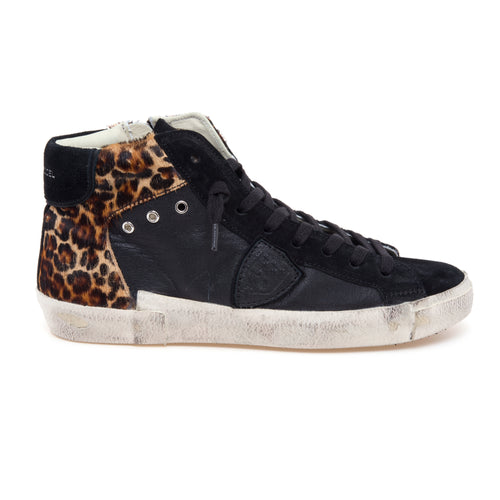 Sneaker alta PRSX in pelle e cavallino maculato