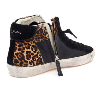 Sneaker alta PRSX in pelle e cavallino maculato - 4