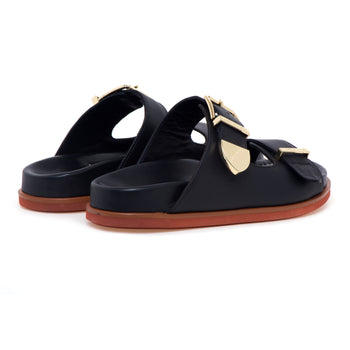 Ciabatta Lorenzo Mari in pelle con doppia fascia e fussbet - 3