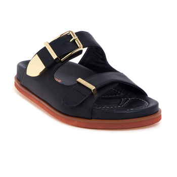 Ciabatta Lorenzo Mari in pelle con doppia fascia e fussbet - 4
