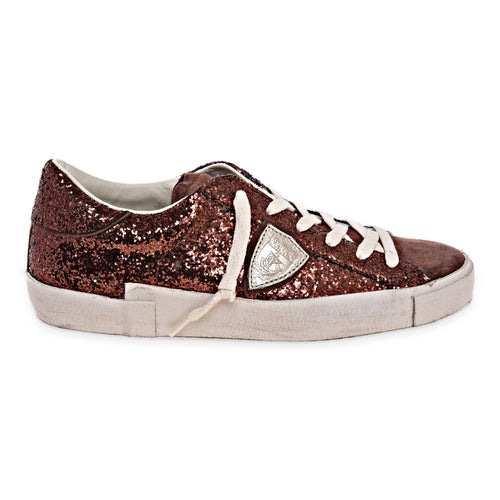 Sneaker Philippe Model Prsx in glitter e camoscio