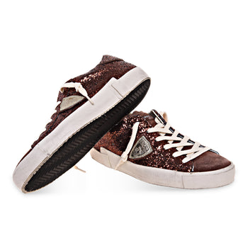 Sneaker Philippe Model Prsx in glitter e camoscio - 4