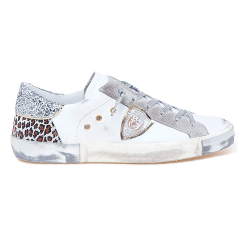 Sneaker Philippe Model Prsx in pelle e glitter con tallone maculato