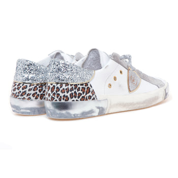 Sneaker Philippe Model Prsx in pelle e glitter con tallone maculato - 3