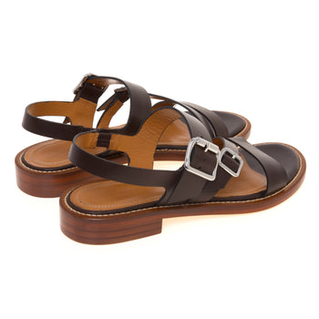 Sandalo basso Guglielmo Rotta in pelle taglio vivo con suola in cuoio - 3