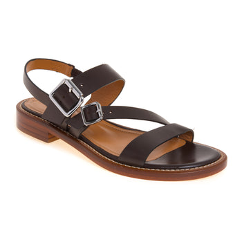 Sandalo basso Guglielmo Rotta in pelle taglio vivo con suola in cuoio - 4