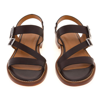 Sandalo basso Guglielmo Rotta in pelle taglio vivo con suola in cuoio - 5