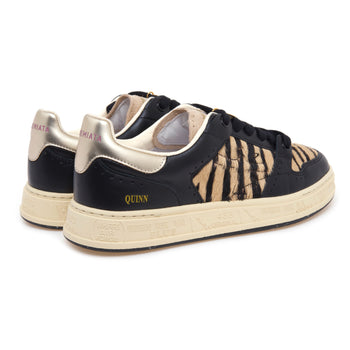 Sneaker Premiata Quinn in pelle e cavallino zebrato - 3