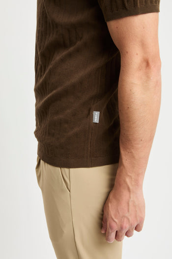 Polo open collar manica corta People Of Shibuya in cotone misto lino e seta - 6