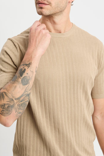 Maglia a girocollo con manica corta People Of Shibuya in cotone misto lino e seta - 3