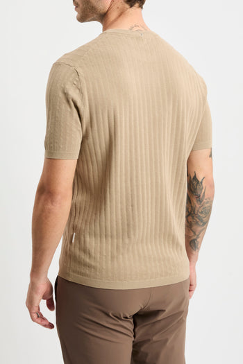 Maglia a girocollo con manica corta People Of Shibuya in cotone misto lino e seta - 4