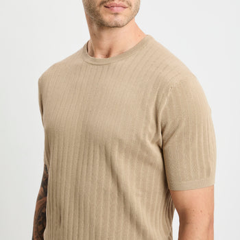 Maglia a girocollo con manica corta People Of Shibuya in cotone misto lino e seta - 7