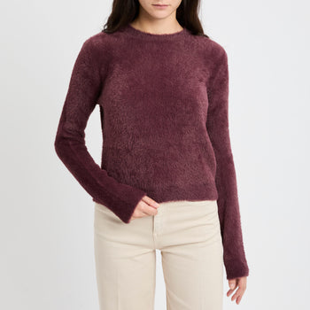 Maglia girocollo in ecopelliccia - 8