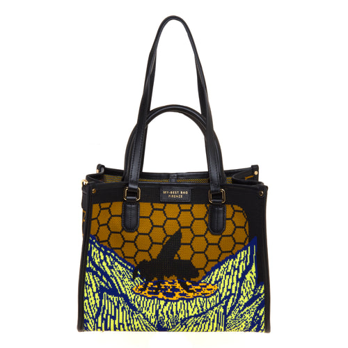 Borsa My Best Bag Atena-Biophilia in tessuto jaquard (misura piccola)
