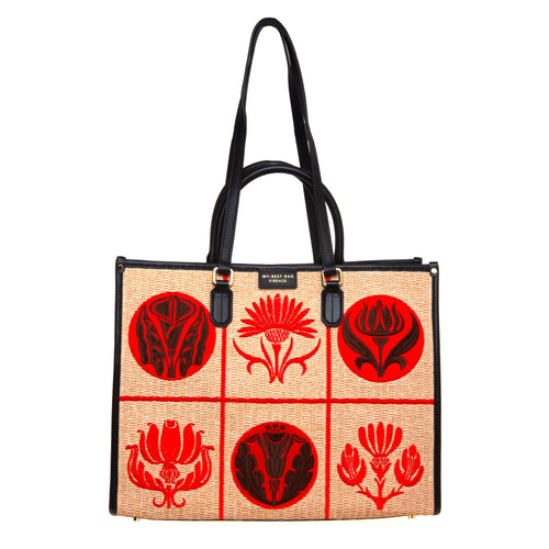 Borsa My Best Bag Atena-Libery in rafia ricamata (misura grande)