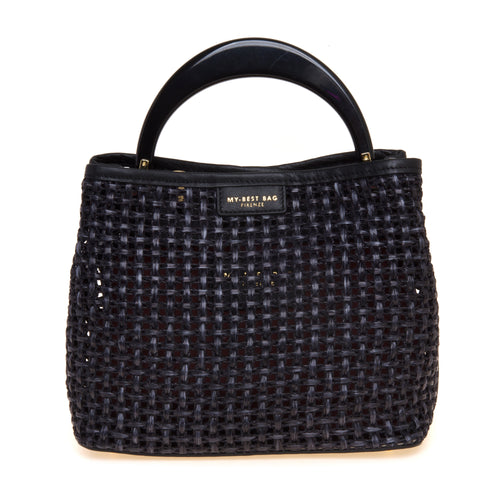 Borsa a mano My Best Bag in paglia Tabru intrecciata con manico in resina (mis. grande)