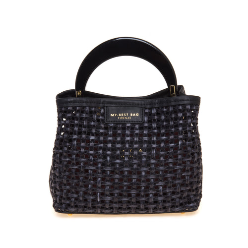 Borsa a mano My Best Bag in paglia Tabru intrecciata con manico in resina (mis. piccola)
