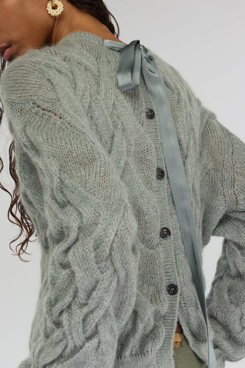 Maglia a trecce in mohair Semicouture "Evita" con fiocco e abbottonatura dietro - 3