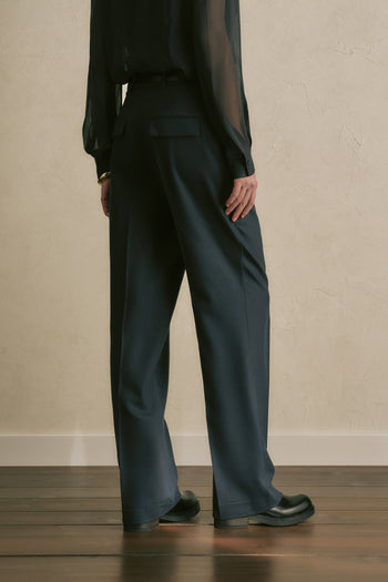 Pantalone palzazzo con piega Semicouture "Agaria" in flanella - 4