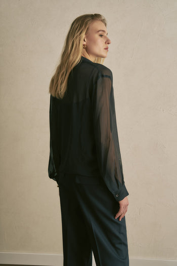 Camicia in georgette con top interno in pizzo Semicouture "Leyre" - 3