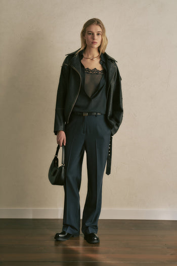 Camicia in georgette con top interno in pizzo Semicouture "Leyre" - 4