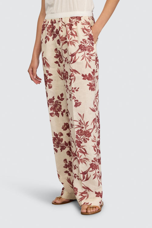 Pantalone a palazzo Semicouture in lino con stampa floreale