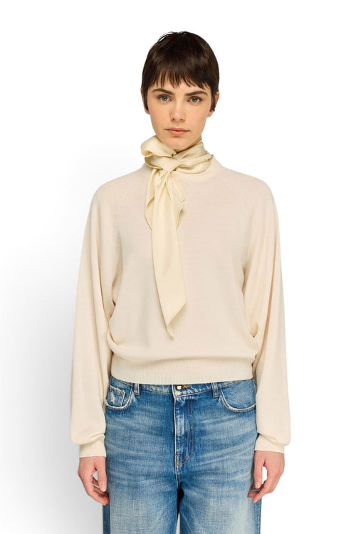 Maglia Semicouture Kathi in 100% lana con sciarpa in eversatin - 1