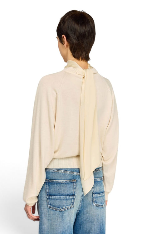 Maglia Semicouture Kathi in 100% lana con sciarpa in eversatin - 2