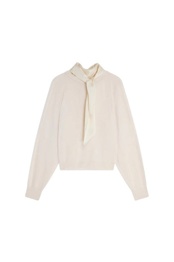 Maglia Semicouture Kathi in 100% lana con sciarpa in eversatin - 5