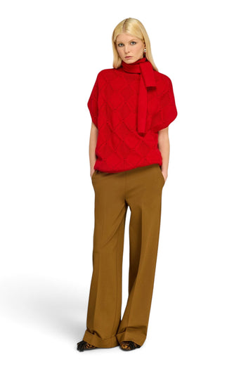 Pantalone a palazzo Semicouture Coline in punto milano con piega - 4