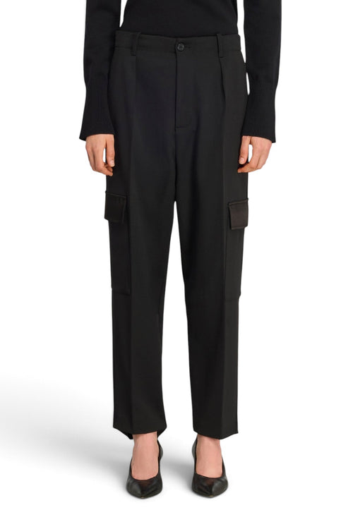 Pantalone stile cargo Semicouture Justina in lana pettinata - 1