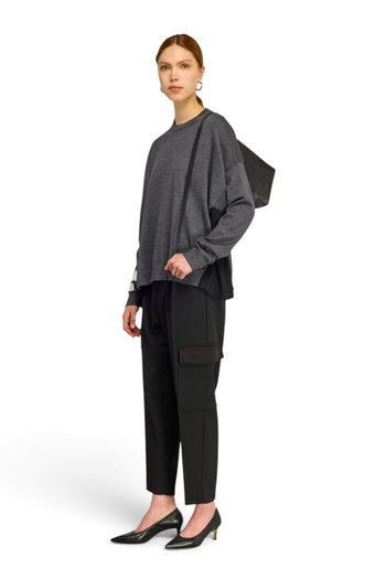 Pantalone stile cargo Semicouture Justina in lana pettinata - 5