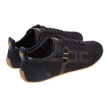 Sneaker Elisabetta Franchi in camoscio e tessuto con motivo monogram in jaquard - 3