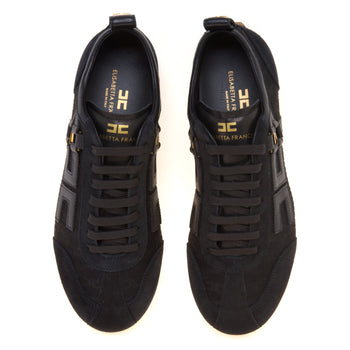 Sneaker Elisabetta Franchi in camoscio e tessuto con motivo monogram in jaquard - 5