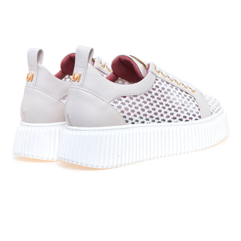 Sneaker Lorenzo Mari in tessuto intrecciato e pelle con platform in gomma leggera - 3