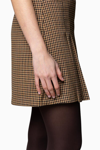 Gonna corta Kaos con pieghe e motivo mini check - 5