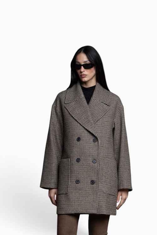Cappotto caban doppiopetto di Kaos con motivo pied de poule