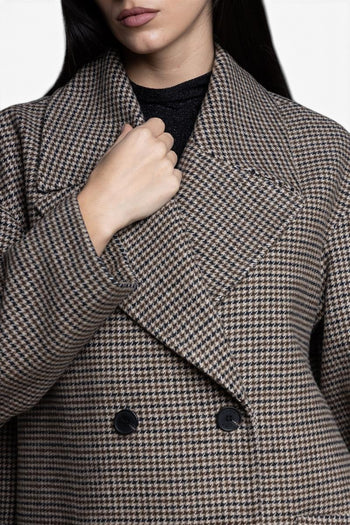 Cappotto caban doppiopetto di Kaos con motivo pied de poule - 4