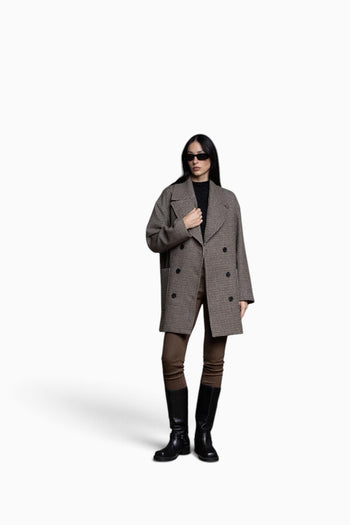 Cappotto caban doppiopetto di Kaos con motivo pied de poule - 5