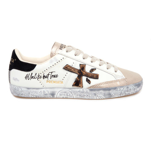 Sneaker Premiata Steven in pelle e camoscio laminato
