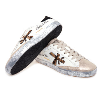 Sneaker Premiata Steven in pelle e camoscio laminato - 4